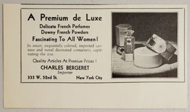 1931 Print Ad French Perfumes &amp; Powders Premium Charles Bergeret Importer NY - £9.12 GBP
