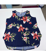 Urban Rose Women’s Plus Size 3x Floral Sleeveless Tank Top – Navy, Made ... - $19.76