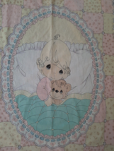 VTG Precious Moments Girl with a Teddy Bear Baby Crib Blanket Panel - Cut &amp; Sew - £12.35 GBP