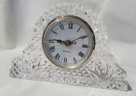 24% Lead Crystal Quartz Desk Mantle Clock 6&quot; X 4&quot; Tested Works - £19.98 GBP