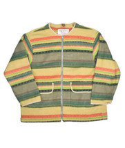 Mulberry Street Fleece Jacket Womens M Striped Multicolor Zip Nordic Swe... - £17.69 GBP