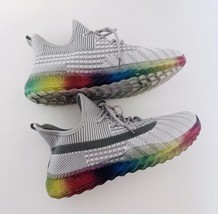 Wanted Pace Sneakers Tennis Shoes Women&#39;s Gray Knit Rainbow Pride Sole Size 7 US - £18.42 GBP