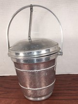 Vintage Hammered Aluminum Ice Bucket  Attached Flip Up Hinged Lid Gailstyn USA - £12.18 GBP