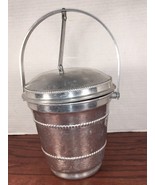 Vintage Hammered Aluminum Ice Bucket  Attached Flip Up Hinged Lid Gailst... - £12.26 GBP