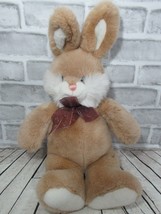 Gund Bunny Rabbit 5027 brown tan white Plush blue eye purple paisley bow vintage - £38.87 GBP