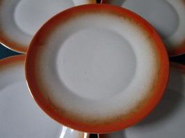 Zsolnay Hungary 7 DESSERT/CAKE Plates Orange Lusterware 1940s, 6 &quot; Rare - £112.92 GBP
