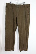 Vtg 90s Polo Ralph Lauren 38x32 Brown 100% Cotton Flat Front Chino Preston Pants - £22.36 GBP