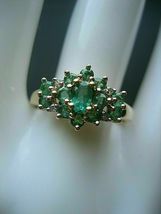 2Ct Oval Cut Green Emerald 14K Yellow Gold Over Gorgeous Vintage Engagement Ring - £89.51 GBP