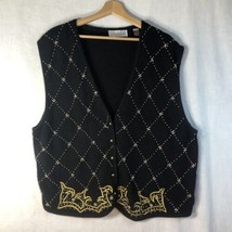 Karen Scott Size 3x Black w Gold Beads Sweater Vest Evening Silk Blend - £19.77 GBP