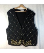 Karen Scott Size 3x Black w Gold Beads Sweater Vest Evening Silk Blend - £19.34 GBP
