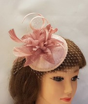 PINK FASCINATOR, Shade of Blush Pink/ROSE  Hat fascinator # Feather hat fascinat - £35.65 GBP