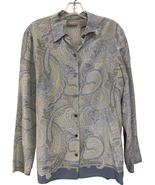 Liz Claiborne Vintage Silk Blouse Paisley Print Long Sleeve Size 10 Gray... - $47.37 CAD