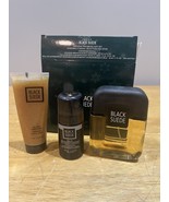Avon Vtg Black Suede Holiday Gift Set NOS Cologne Scrub Deodorant - $34.71 CAD
