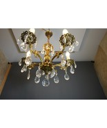 Antique Victorian Ornate Classic Solid BRASS Crystal 5 Lights CHANDELIER... - $371.25