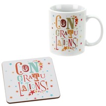 Congratulations ! Funky Gift Set Mug and Cork coaster - £8.65 GBP