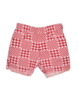 Vintage Plaid Shorts Womens 24 Picnic Patchwork Red Cut Off Fringe Pinup... - £19.67 GBP