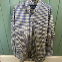 Ralph Lauren Blake 100% Cotton Long Sleeve Button Down Blue &amp; Green Size M - £13.86 GBP