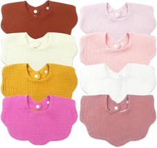 Baby Bibs for Girls Boys 8 Pack Muslin Bibs Drool Bibs Muslin Cotton Bibs - $18.80