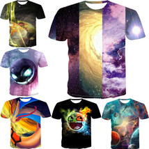 Summer 3D Printed Starry Sky Universe Galaxy Short Sleeve T-Shirt Unisex... - $323.48 MXN