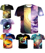 Summer 3D Printed Starry Sky Universe Galaxy Short Sleeve T-Shirt Unisex... - $323.48 MXN