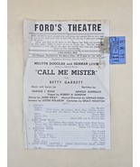 FORD&#39;S THEATRE-&quot;Call Me Mister&quot; April 13th 1946-Paper Program w/Ticket-R... - $49.42 CAD