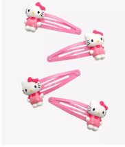 Hello Kitty Classic Pink Hair Clip Set 4 Pack Bundle Sanrio New Sealed W Tags - £9.54 GBP