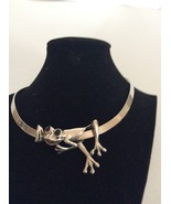 BEAUTIFUL .925 STERLING SILVER CHOCKER NECKLACE WITH FROG PENDANT - £58.97 GBP