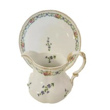 C. Ahrenfeldt Limoges France 6&quot; Pitcher 10&quot; Tray Floral Garland Gold Trim Marked - £30.25 GBP