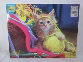 Golden 550 Piece Jigsaw Puzzle Kitten Playing in the Yarn SEALED - $13.85