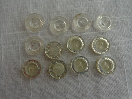 Clear Glittered Edged (12) Small Round 2 Hole Vintage Buttons (#3777) - $8.99