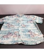 Columbia River Lodge Men Sz XL Sportswear Blue Fishing Button Up Shirt V... - $14.80