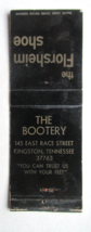 The Bootery - Kingston, Tennessee Florsheim Shoe Store 20 Strike Matchbook Cover - £1.19 GBP