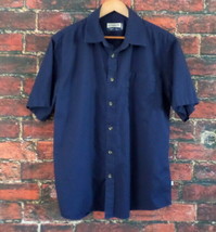 Magellan Outdoors Men&#39;s Casual Short Sleeve Shirt L Blue Classic Fit Magshield - £9.35 GBP