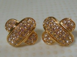 Vintage JOAN RIVERS Pave Rhinestone Pierced Earrings - £58.72 GBP