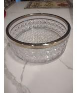 Large Heavy Lead Crystal Glass Fruit/Salad Bowl W Silver Plated Rim 8.5&quot; - $23.18 CAD