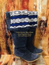 Cobra Society Blue White Zeus Tapestry Boots US 7.5/8 Rare HTF - $1,188.00