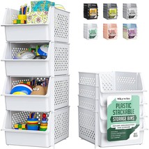 Plastic Stackable Storage Bins For Pantry - Stackable Bins For Organizin... - £41.75 GBP