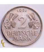 1951-F Allemagne Deutsche 2 Mark 1 Année Émission (XF) Extra Fin État - $45.11 CAD
