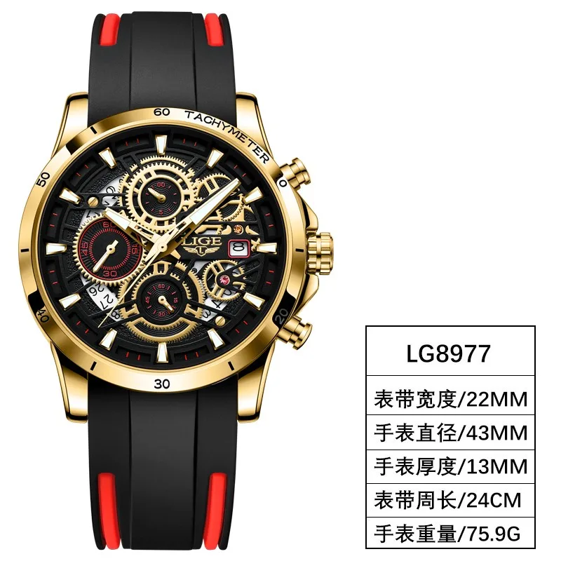 Quartz Watch Men Gold Black Mens Watches Top Brand Luxury Chronograph Sp... - £47.12 GBP