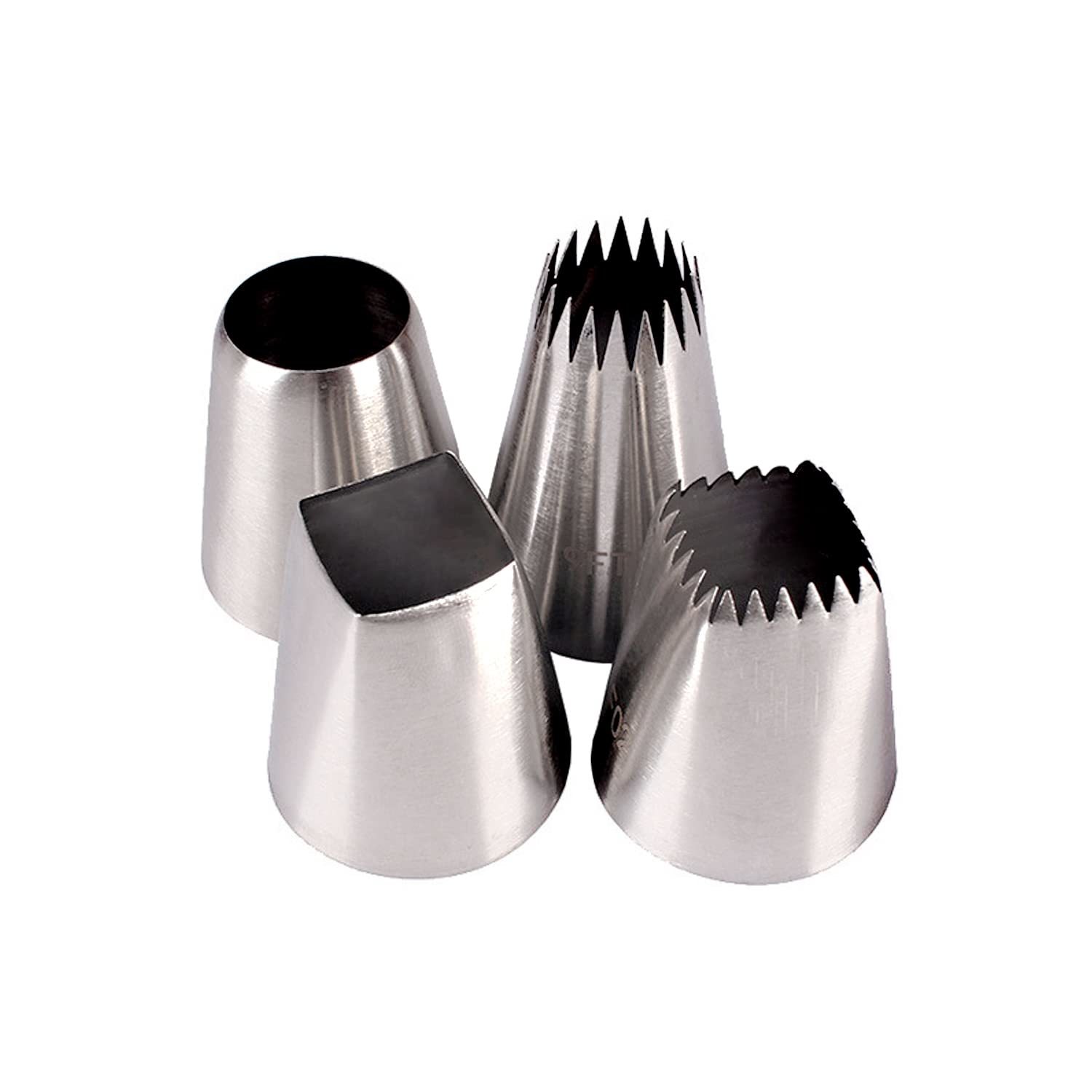 Extra Large Piping Tips Set, Stainless Steel Round Piping Tips, Star Square Wide Other Baking