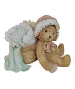 Cherished Teddies 1991 Jasmine Bear &amp; Basket &amp; Heart Shaped Pillow #950475 - £7.44 GBP