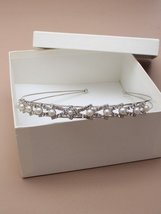 9862 Silver Crystal Pearl Vintage Tiara Headband Bridal - £11.08 GBP