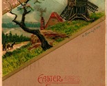 1908 Postcard Artist Signed A Bramfelder Easter Greetings Old Windmill E... - $4.90