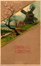 1908 Postcard Artist Signed A Bramfelder Easter Greetings Old Windmill Embossed - £3.88 GBP