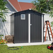 Metal Outdoor Storage Shed 6x4 Steel Utility Tool House – Black - $282.99