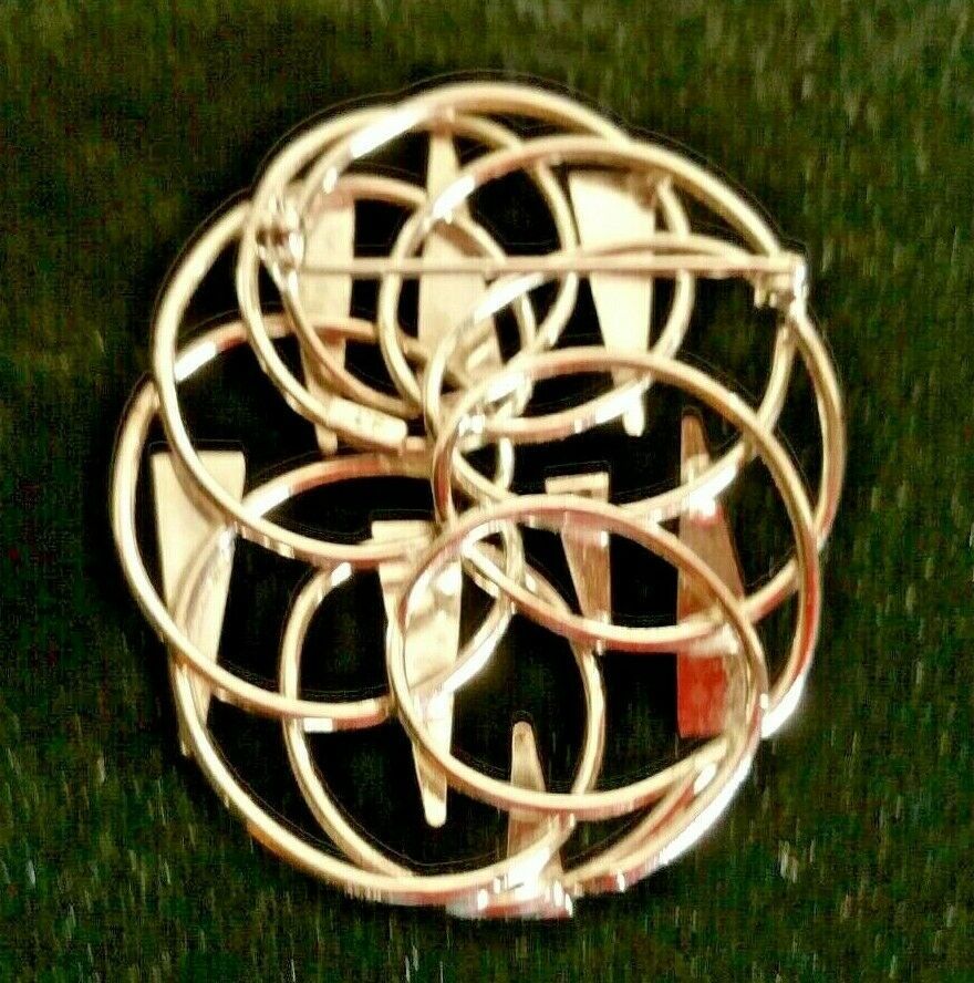 Vintage Designer Signed L'F Silver Tone Oval Modernist Brooch Pin Item image 2