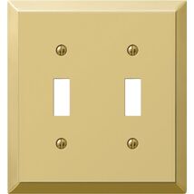 Amerelle Century Polished Brass 2 gang Stamped Steel Toggle Wall Plate - $7.95