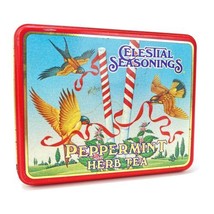 Vintage 1985 Celestial Seasonings Tea Tin Box Empty Peppermint Herb Advertising - £25.84 GBP