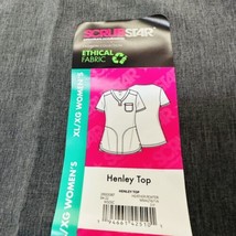 Womens XL Dark Gray Scrub Top Scrubstar Hearhered Henley Active Stretch - £15.81 GBP