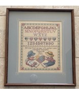 Vtg Professionally Framed Cross Stitch Sampler Country Alpahabet Kids 19x21 - $52.26